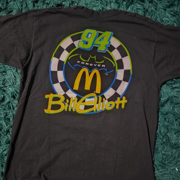 Vintage 1995 Bill Elliott Batman Forever NASCAR Tee Hunter Tag XL Made in USA - Picture 2 of 8